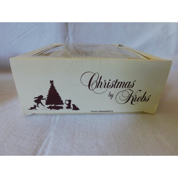 VTG Christmas Ornaments by Krebs Ribbon & Lace Bulbs Box Of 4 - Picture 2 of 5